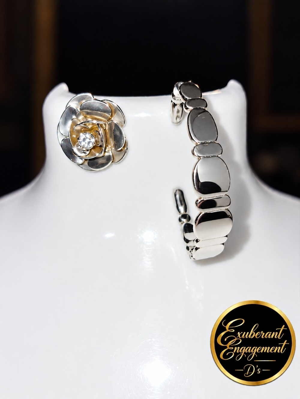 Sculpted Flower and Chunky Hoop